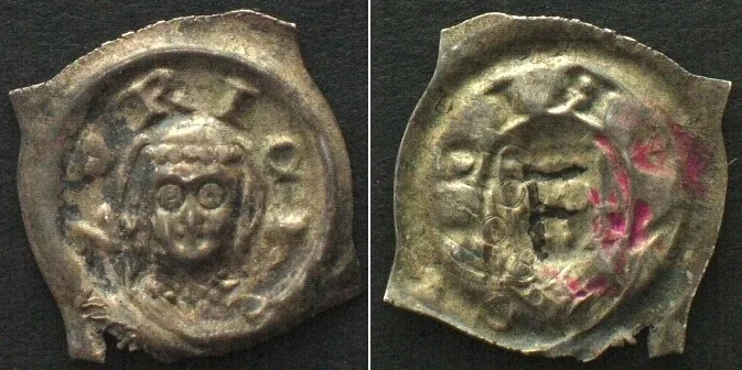 1300 ZURICH - FRAUMUENSTER ABBEY. Pfennig, ZVRICH, about 1300, silver, XF EF