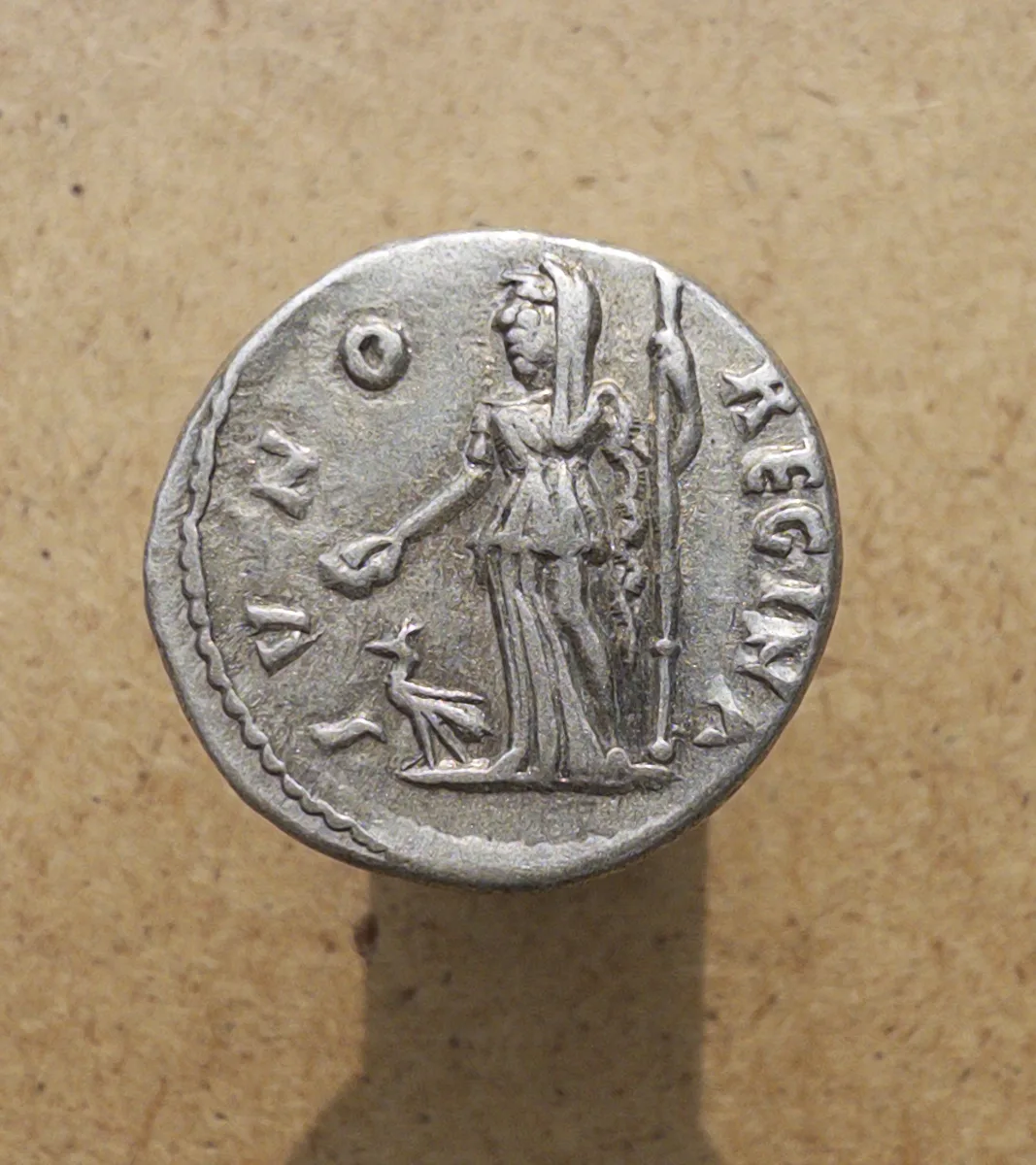 Julia Domna Denarius - Juno and Peacock