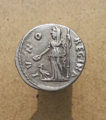 Julia Domna Denarius - Juno and Peacock