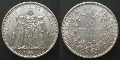 1965 FRANCE 10 Francs 1965 HERCULES silver UNC
