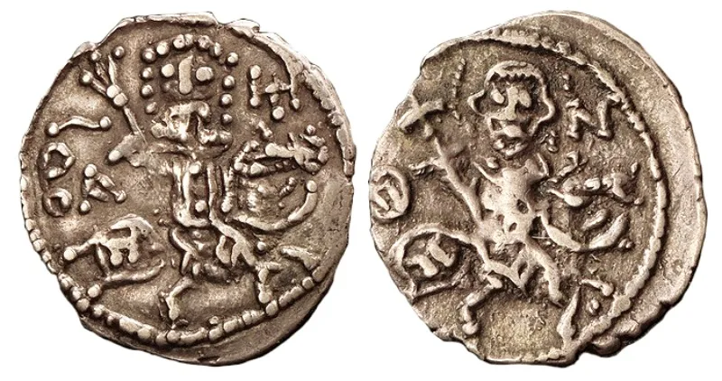A.D. 1332-1340 Byzantine Empire, Basil, AR Asper (2.01g.) gVF toned and Rare