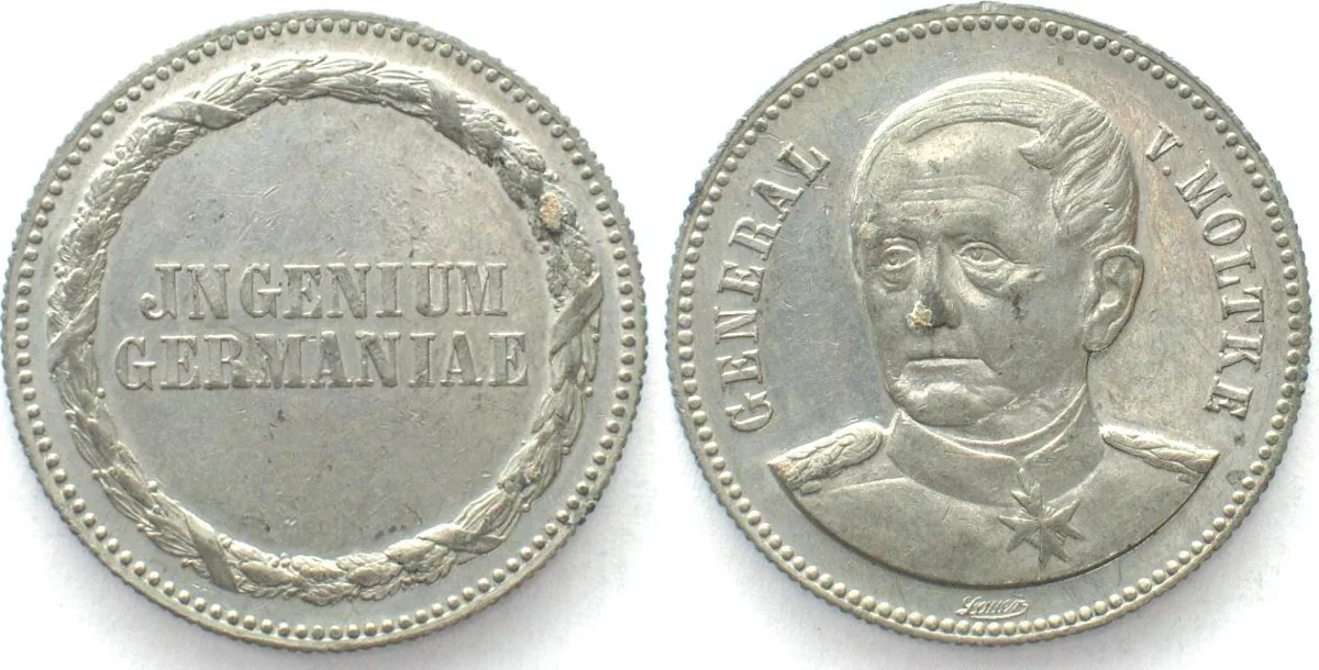 1860 GENERAL v. MOLTKE - INGENIUM GERMANIAE by Lauer ca.1860 tin 34mm EF