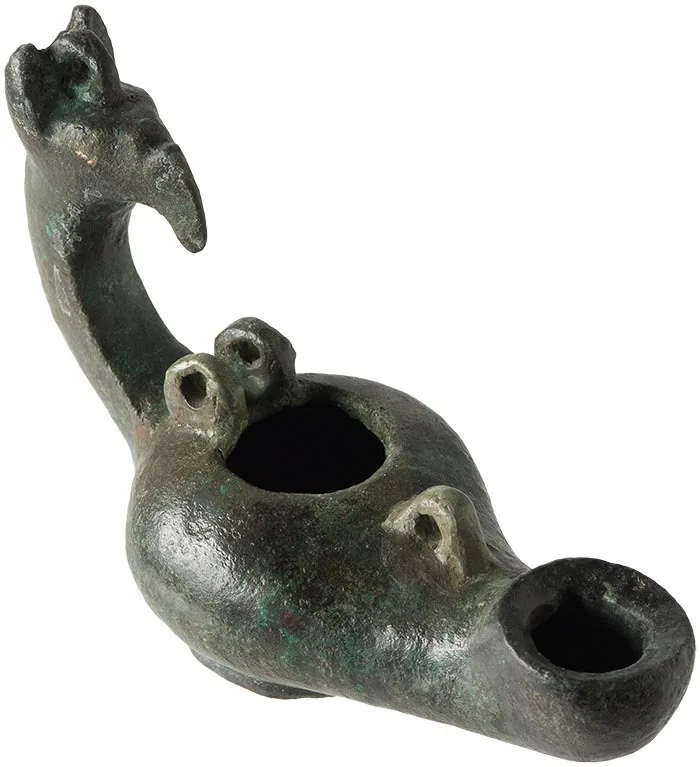 Late Roman, Early Byzantine Bronze Oil Lamp