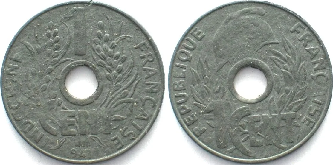 1941 FRENCH INDOCHINA Cent 1941 VICHY zinc aXF DIE ROTATION c.45°! EF