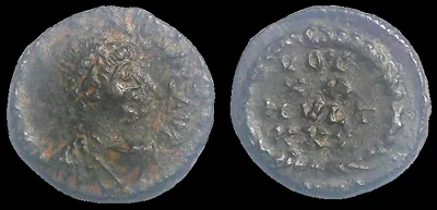 Arcadius 383-408 AD (January 19, 383 AD and August 25, 383 AD) AE 12.7mm 1.18gm. Antioch. Rare