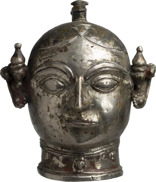 Indian Rare Gilt-Silver Gauri-Parvati Processional Head