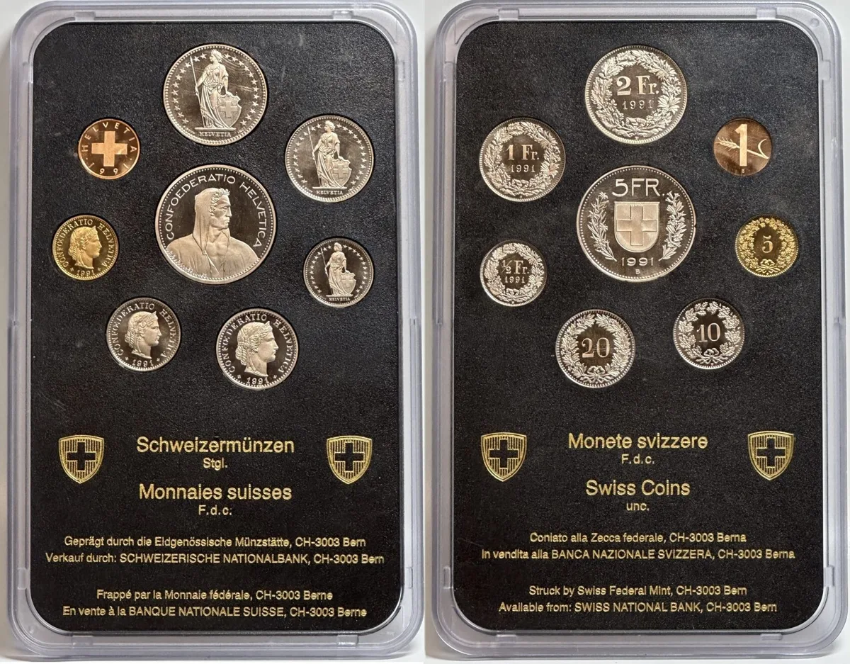 1991 SWITZERLAND 1991 MINT SET BU, RARE! BU