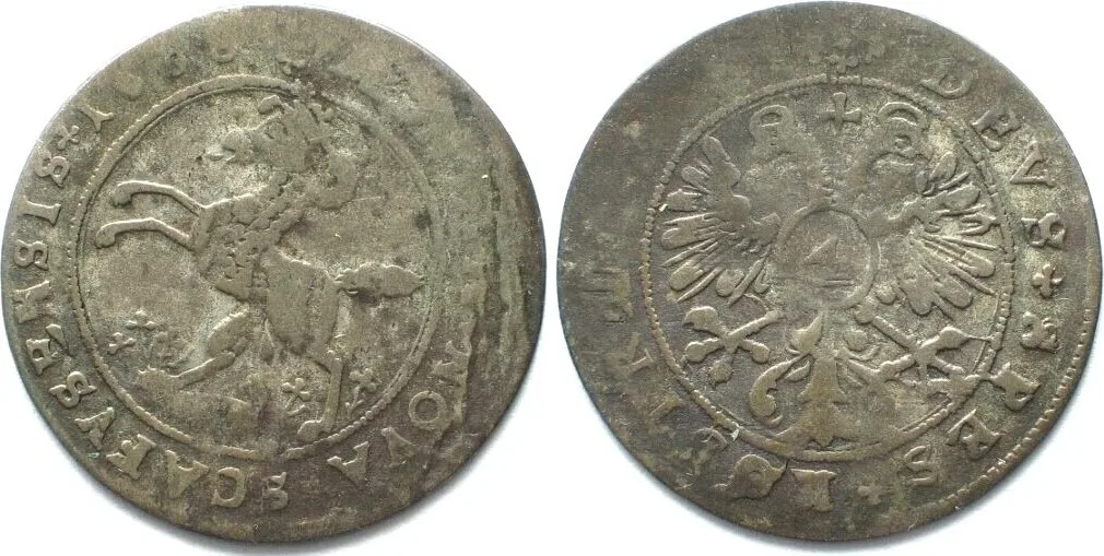 1658 Swiss Cantons SCHAFFHAUSEN. Batzen (4 Kreuzer) 1658 billon SCARCE! VF