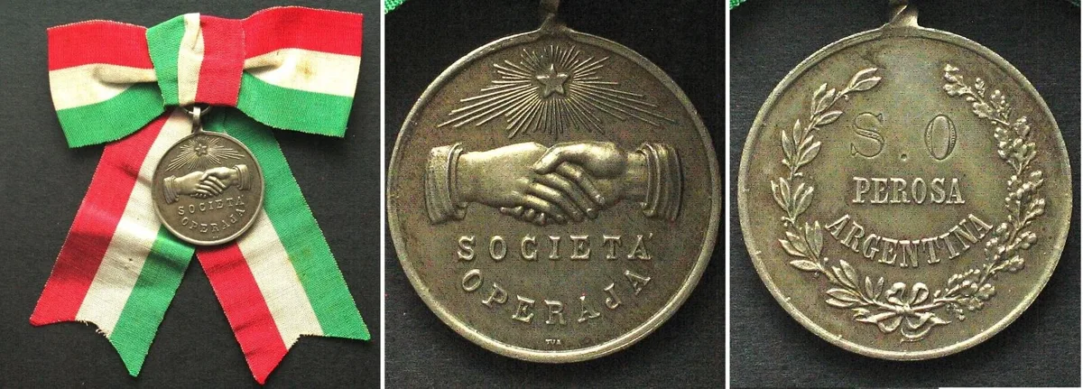 1900 Italy PEROSA ARGENTINA, Piemont, Benefit Society, about 1900, 29mm, RARE! AU