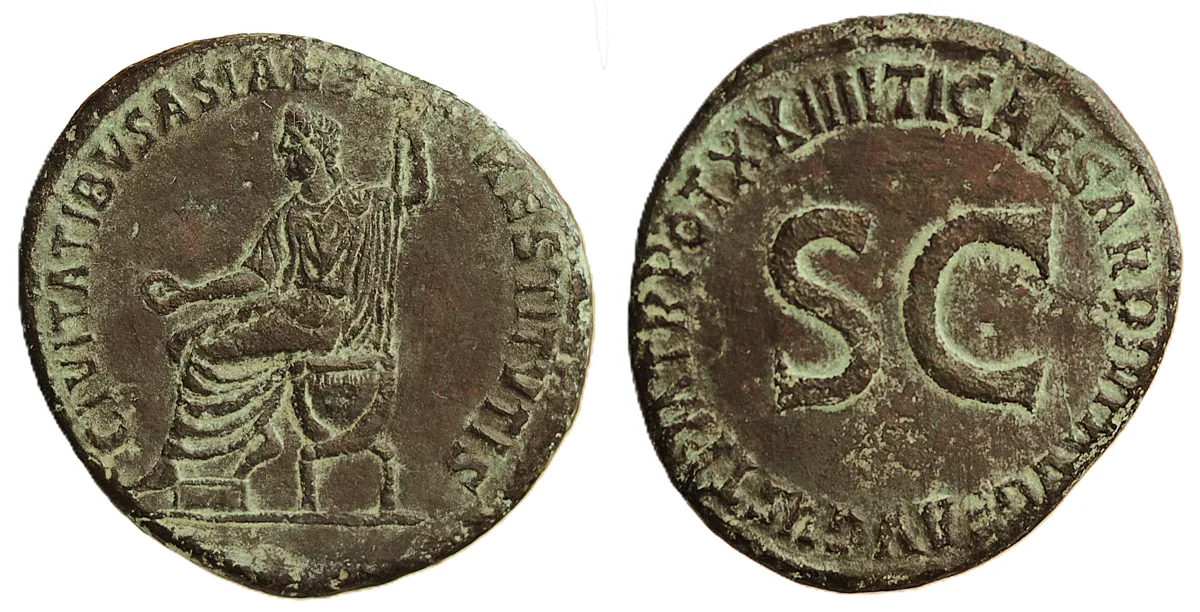 Tiberius Æ Sestertius. Rome, AD 22-23.