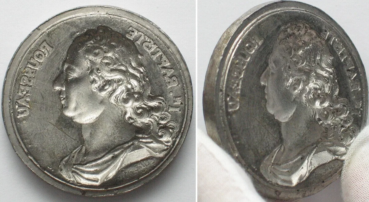 1730 JEAN BAPTISTE ROUSSEAU. Medal 1730 by Simon Curé uniface negative cast tin UNC-