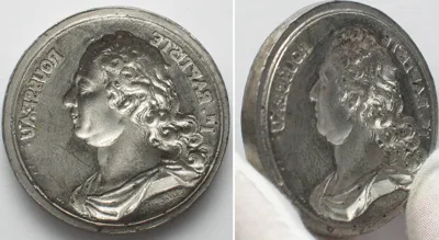 1730 JEAN BAPTISTE ROUSSEAU. Medal 1730 by Simon Curé uniface negative cast tin UNC-
