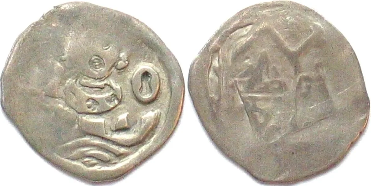 1290 REGENSBURG Bishopric Pfennig after 1290 HEINRICH II v. ROTENECK & OTTO III VF