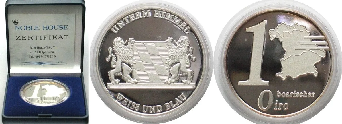 1998 BAVARIA 1 Boarischer Oiro ND (ca.1998) silver SCARCE! Proof