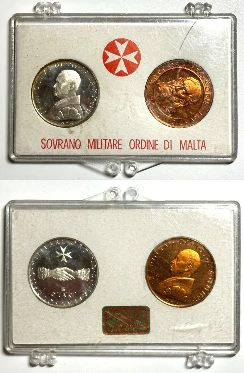 1976 ORDER OF MALTA 1976 Set 10 Grani bronze, 9 Tari silver ANGELO DE MOJANA Proof