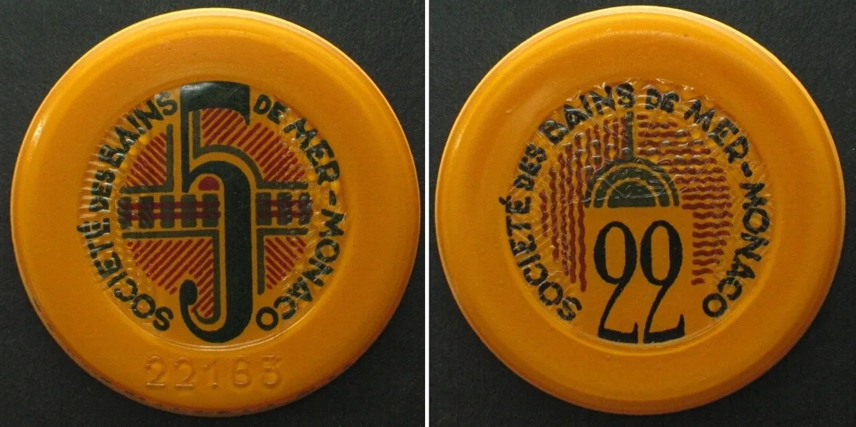 1935 MONACO Jeton 5 Francs ND (1939) SOCIETE DES BAINS DE MER 32mm UNC