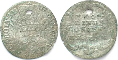 1767 Germany WURTTEMBERG 1/48 Thaler 1767 KARL EUGEN silver VF