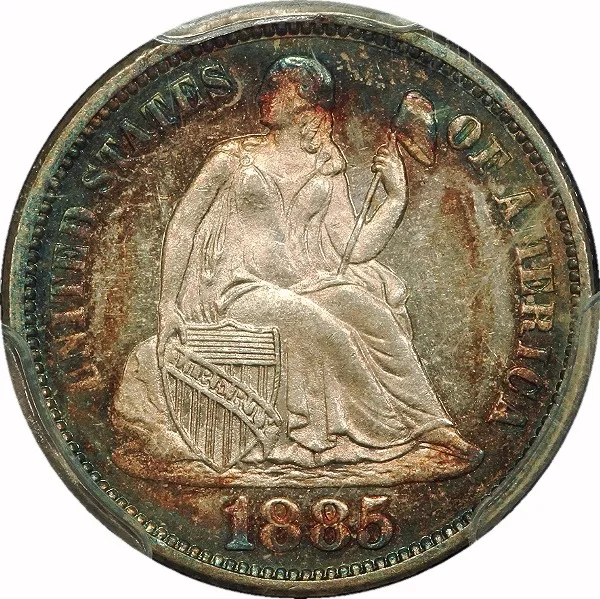 Seated 10¢, 1885, 10¢, MS63 PL, PCGS