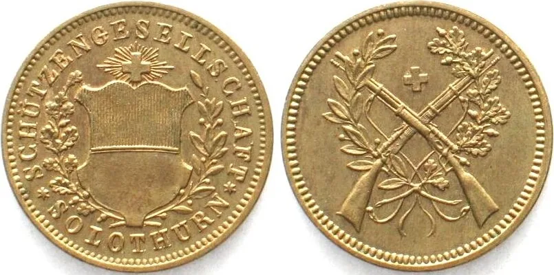 1801-1900 Swiss SOLOTHURN Shooting Jeton ND(19th cent.) brass UNC!