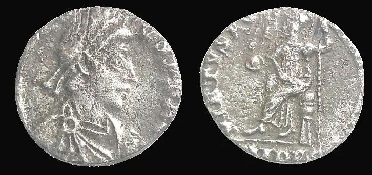 Arcadius 395-402 AD, AR 13.4mm .76gm Clipped Siliqua. Milan, aVF R3