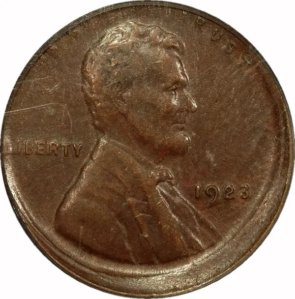 Lincoln Cent, 1923, Uncentered Broadstrike, 1¢, EF45 , PCGS