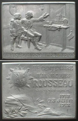 1912 GENEVE Plaque 1912 200 Years J.J. ROUSSEAU Alu 46x36mm UNC-