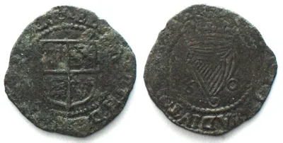 1602 IRELAND. Penny 1602, ELIZABETH I, copper RARE! EF
