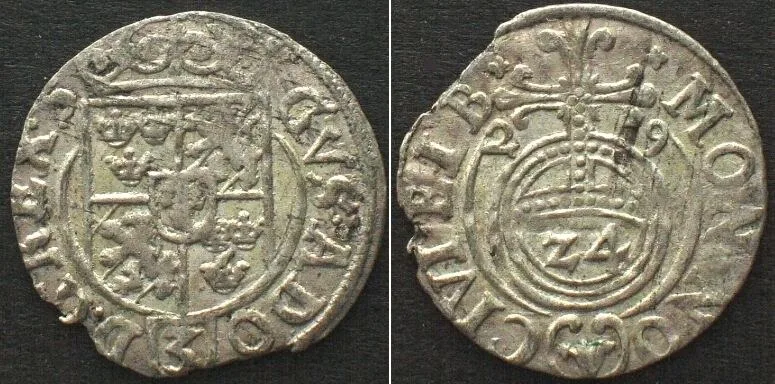 1629 Poland SWEDISH ELBING. Poltorak (1/24 Thaler) 1629 GUSTAV II ADOLF silver UNC-!