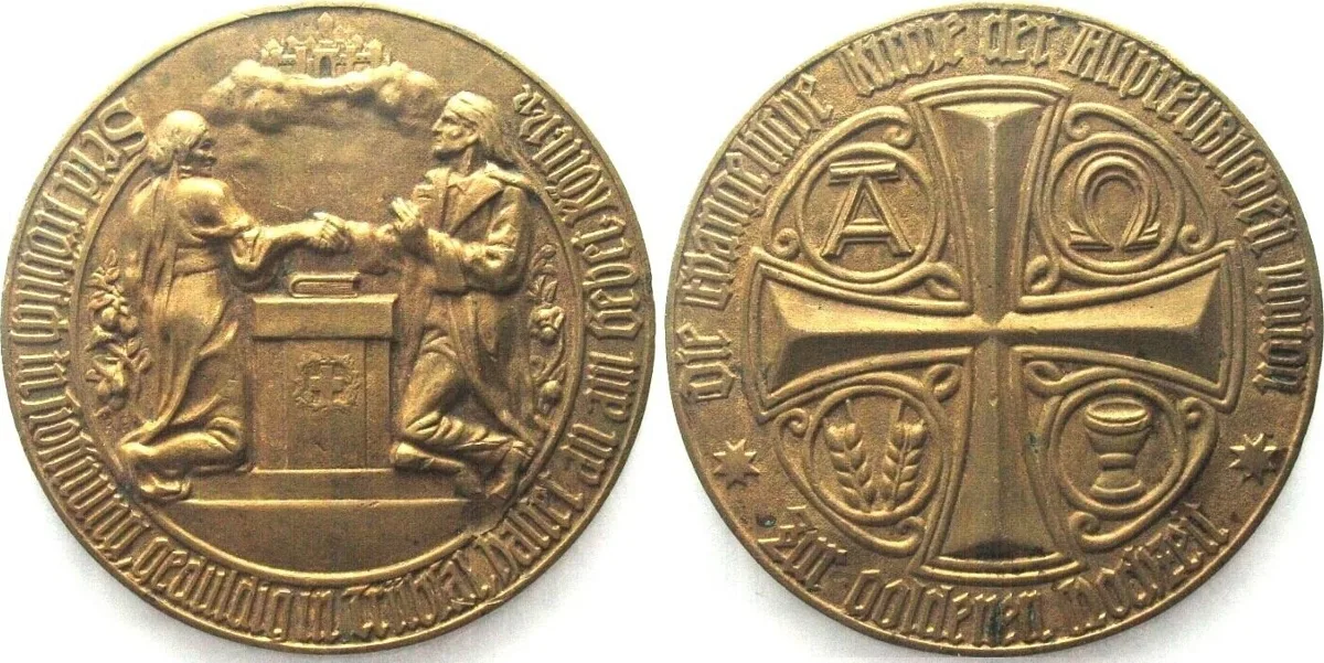 1926-1936 PRUSSIAN UNION OF CHURCHES, ND (1926-36) Golden Wedding, cast bronze, 80mm UNC-