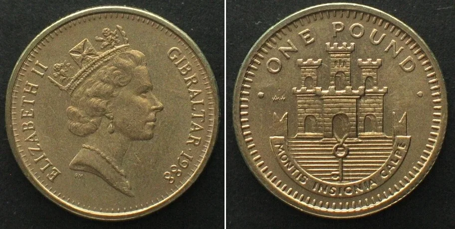 1988 GIBRALTAR 1 Pound 1988 ELIZABETH II nickel-brass UNC