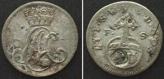 1756 SAXE-WEIMAR-EINSENACH 6 Pennig 1756 ERNST AUGUST II CONSTANTINE billon XF EF