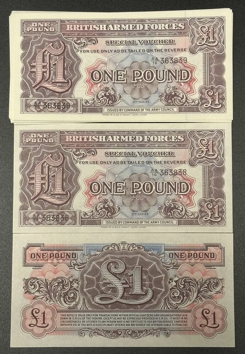 1948 BRITISH ARMED FORCES 29 x 1 Pound ND (1948) UNC! consecutive numbers! UNC