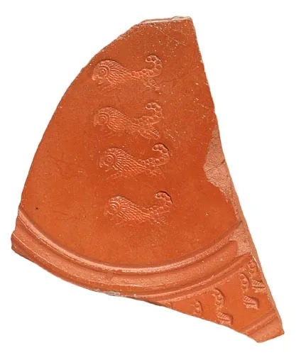 Roman North African Pottery Fragment with Four Lions