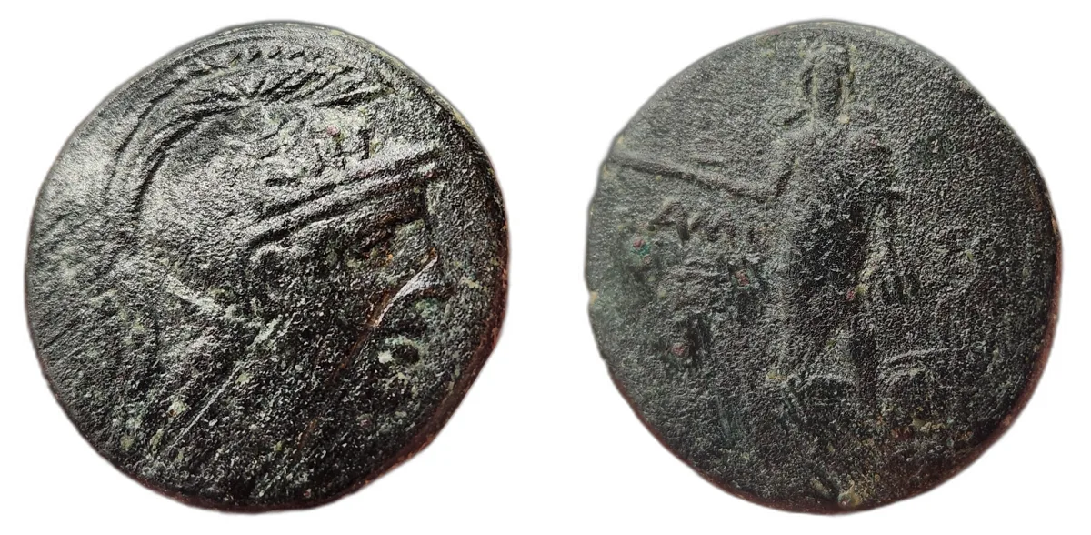AE 30 — Amisos, Pontos — Time of Mithradates VI Eupator — Athena — Perseus