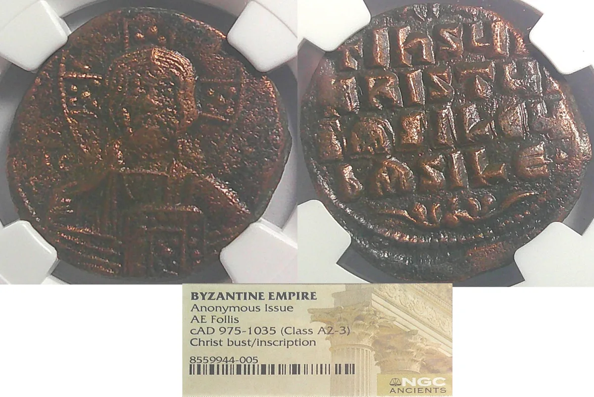 BYZANTINE EMPIRE Anonymous AE Follis NGC (HG)