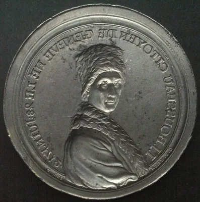 1730 JEAN JACQUES ROUSSEAU Medal ca.1770 by Waechter, tin mold negative of the obv. UNC-