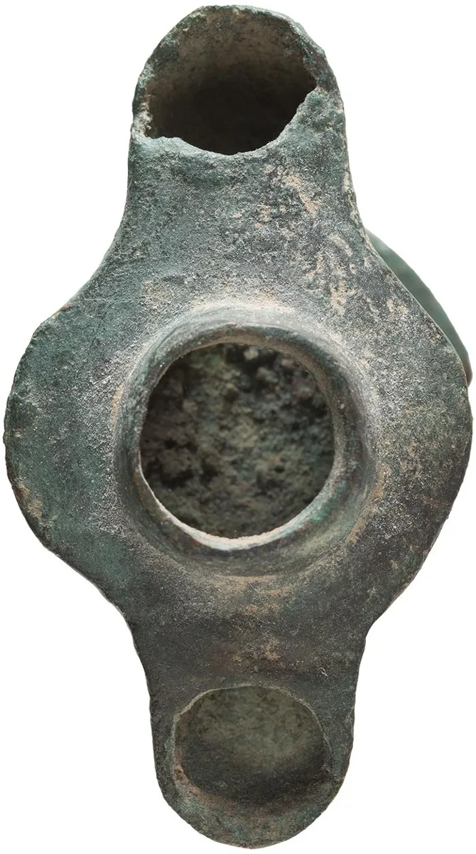 Roman Bronze Footed Oil Lamp