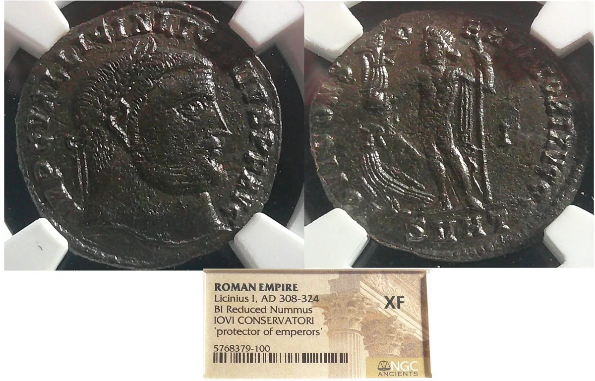 ROMAN EMPIRE Licinius I AD 308-324 BI Reduced Nummus IOVI CONSERVATORI NCG XF