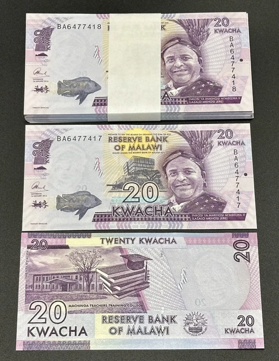 2016 MALAWI 79 x 20 Kwacha 2016 UNC, CONSECUTIVE SERIAL NUMBERS UNC
