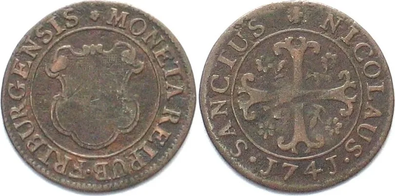 1741 Swiss Cantons FRIBOURG Kreuzer 1741 billon VF