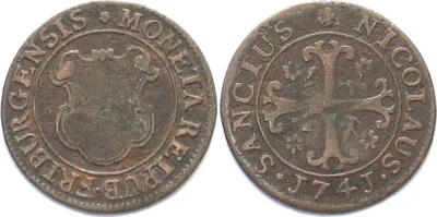 1741 Swiss Cantons FRIBOURG Kreuzer 1741 billon VF