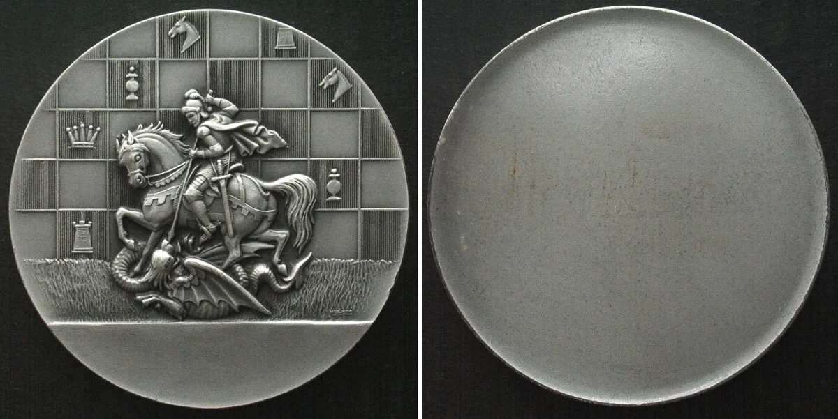 1970 SWITZERLAND Medal ND (about 1970) CHESS silvered bronze SCARCE! UNC