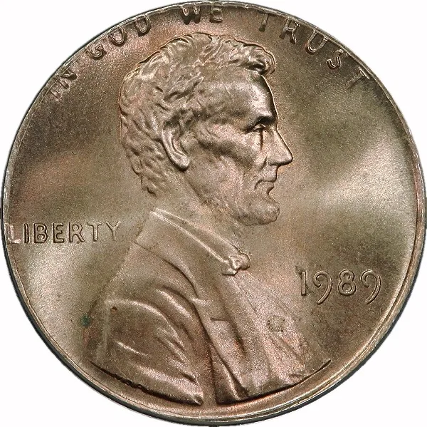 Lincoln Cent, 1989, On 10 Cent Planchet, 1¢, MS64 , ANACS