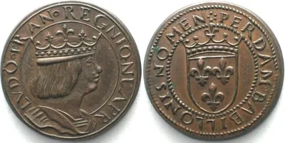 1880 FRANCE Test strike ND(1880) LOUIS XII Ducat of NAPLES copper 25mm UNC