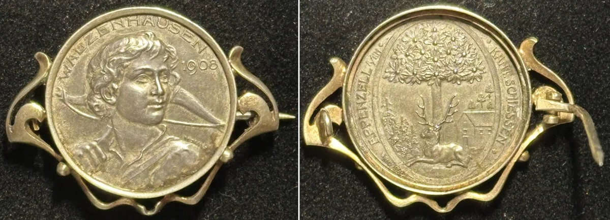 1908 WALZENHAUSEN 1908 Appenzell Ausserrhoden Cantonal Shooting, silver, women's var. AU