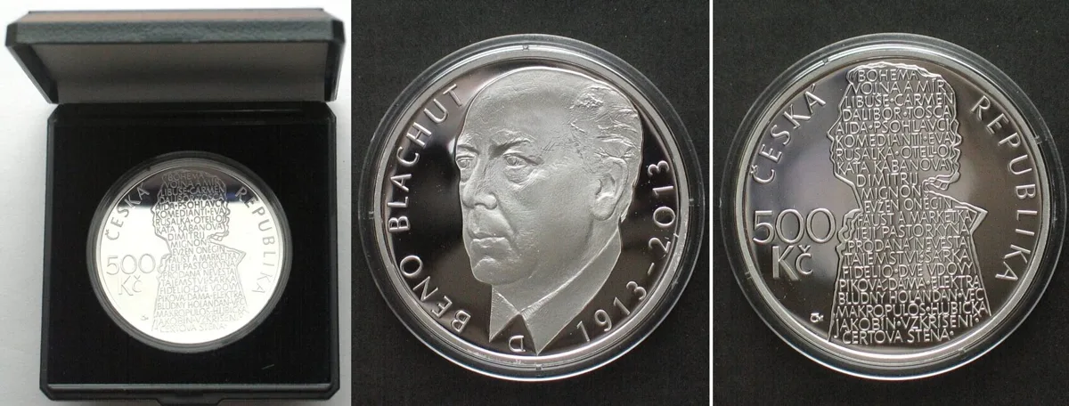 Kronen 2013 CZECH REPUBLIC. 500 Korun 2013, Beno Blachut, silver Proof