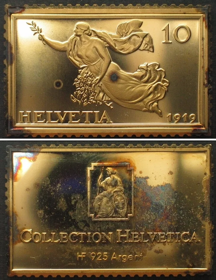 1985 COLLECTION HELVETICA, Friedensmarke 1919, silver ingot Proof