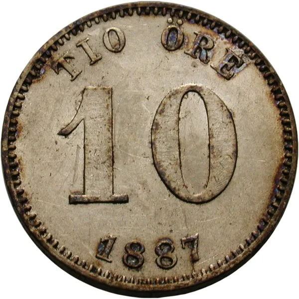 Sweden, 1887, 10 Ore, EF