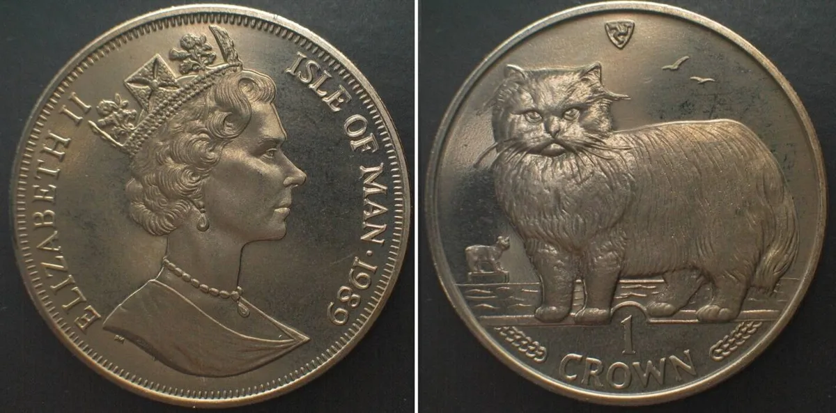 1989 ISLE OF MAN 1 Crown 1989 Persian cat CATS Cu-Ni BU