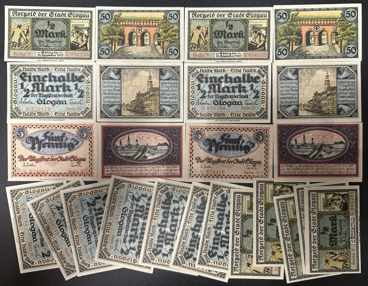 1918-1920 POLAND. Notgeld. GLOGOW (German GLOGAU) 24 notes 1918-1920 UNC-